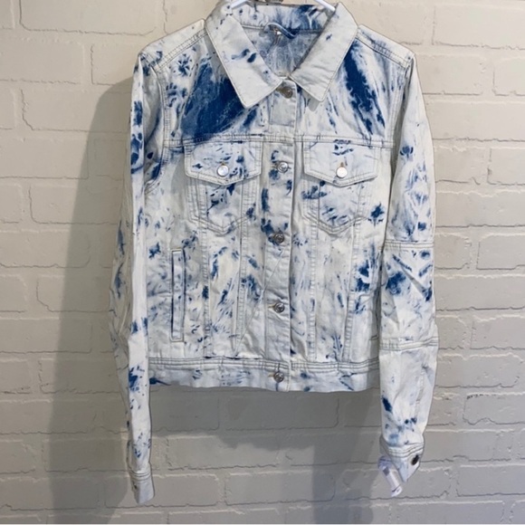 Free People jacket jean denim‎ large NWT Jones tie dye trucker style - Picture 2 of 10